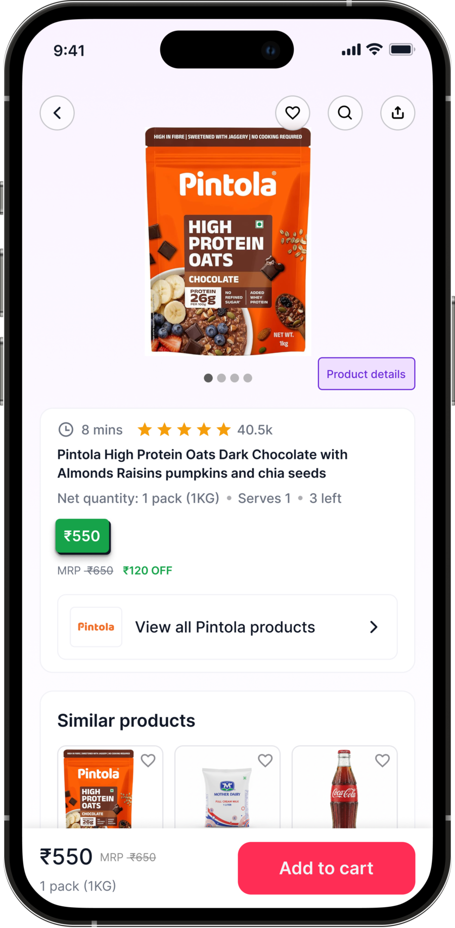 Zepto — product detail page