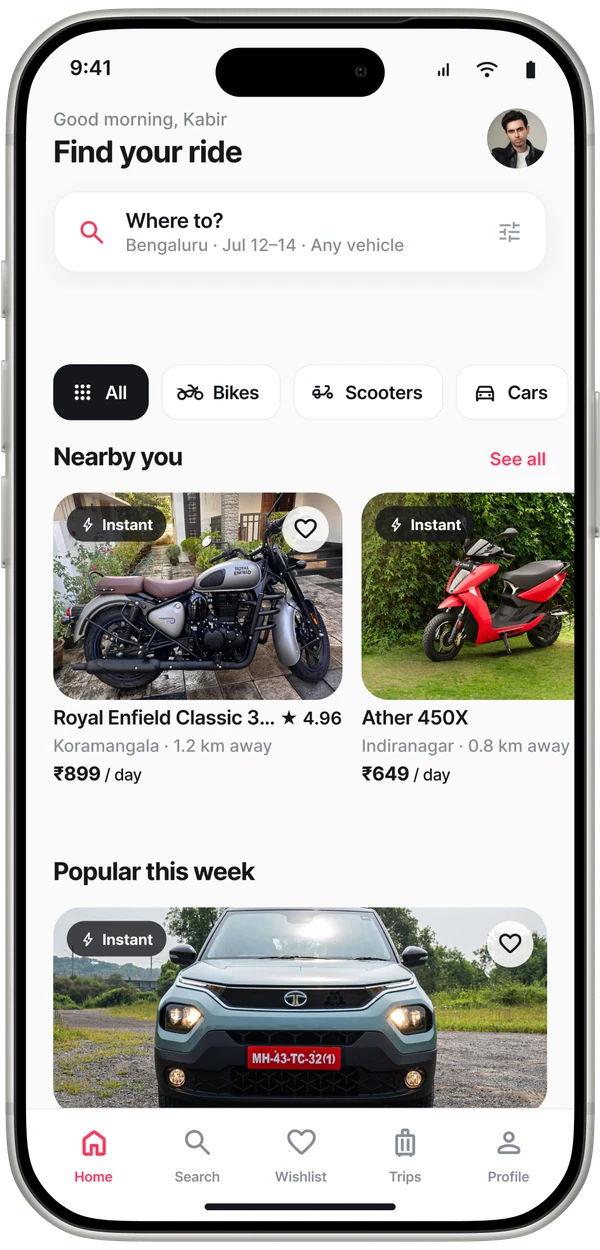 Rento Home screen