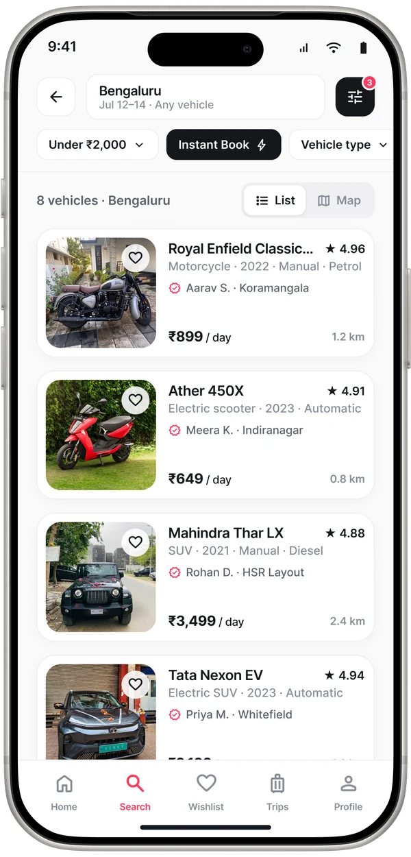 Rento search list