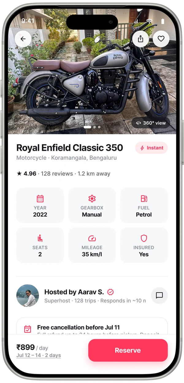 Rento vehicle detail